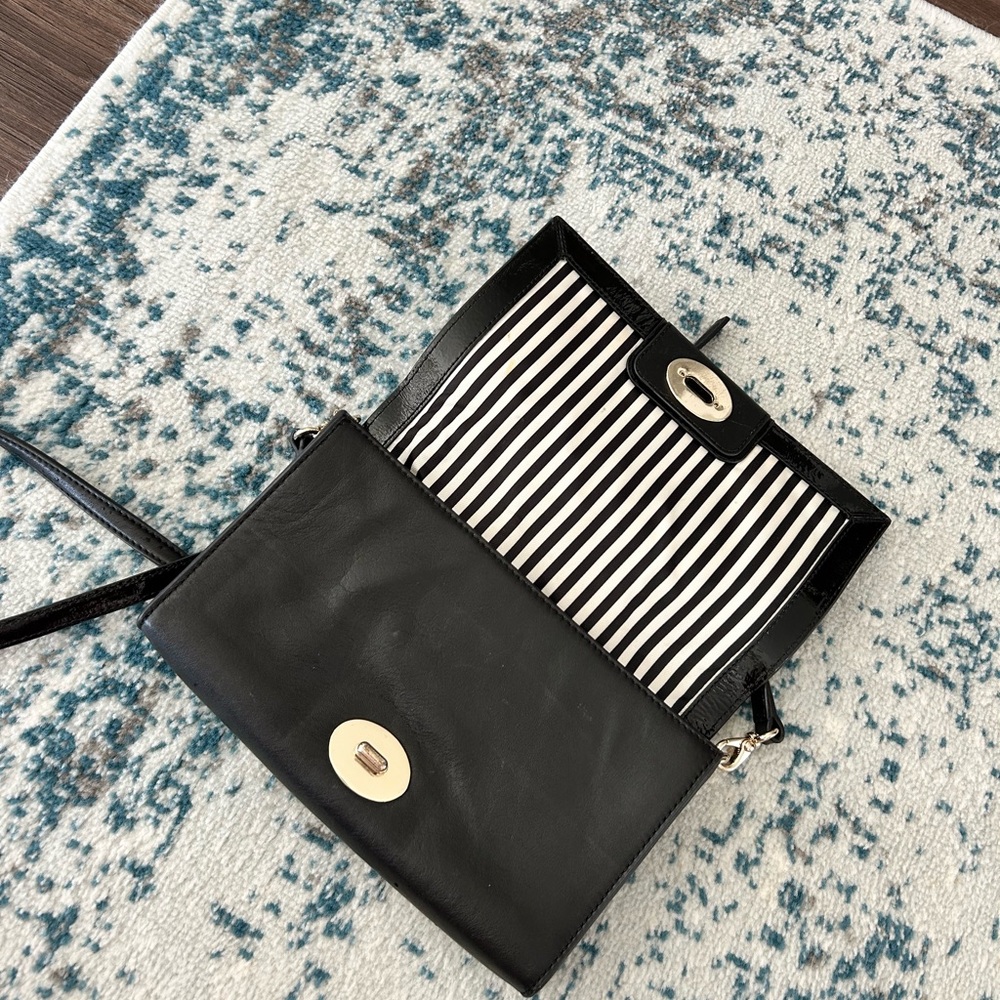 kate spade Black Leather Crossbody with Gold-Tone Turn Lock
